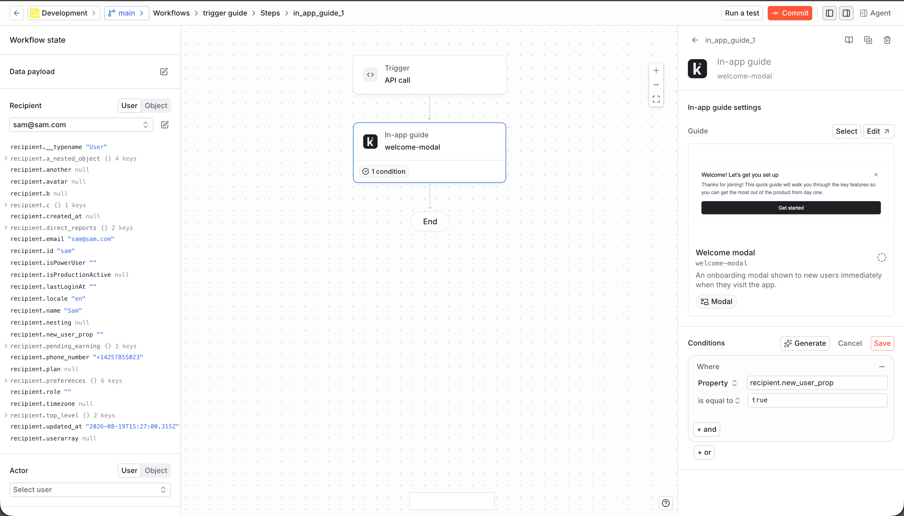 Adding optional step conditions to the in-app guide step